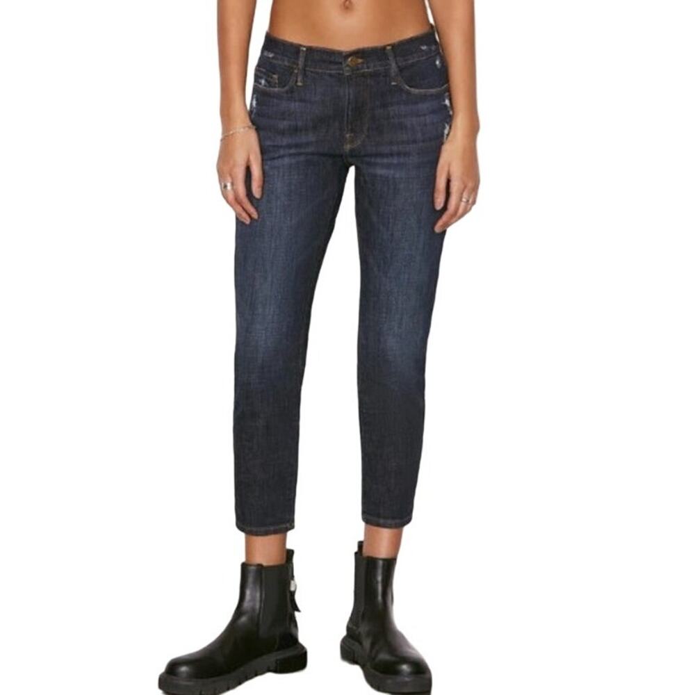 Frame Le Garcon Crop Jeans Girlfriend Mid Rise Stretch Denim Covant 28"x25"